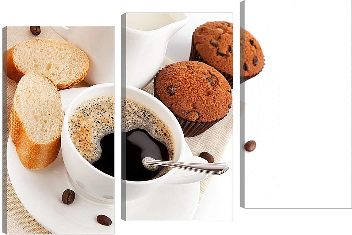 Модульная картина - Кофе и кекс
