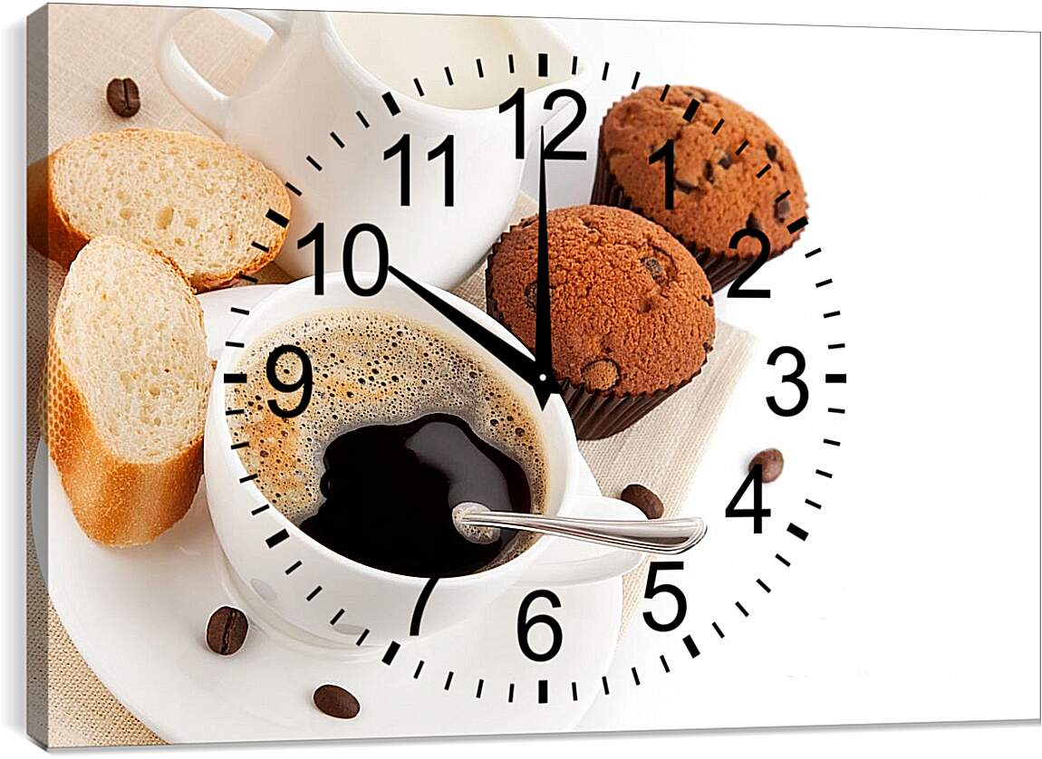 Часы картина - Кофе и кекс
