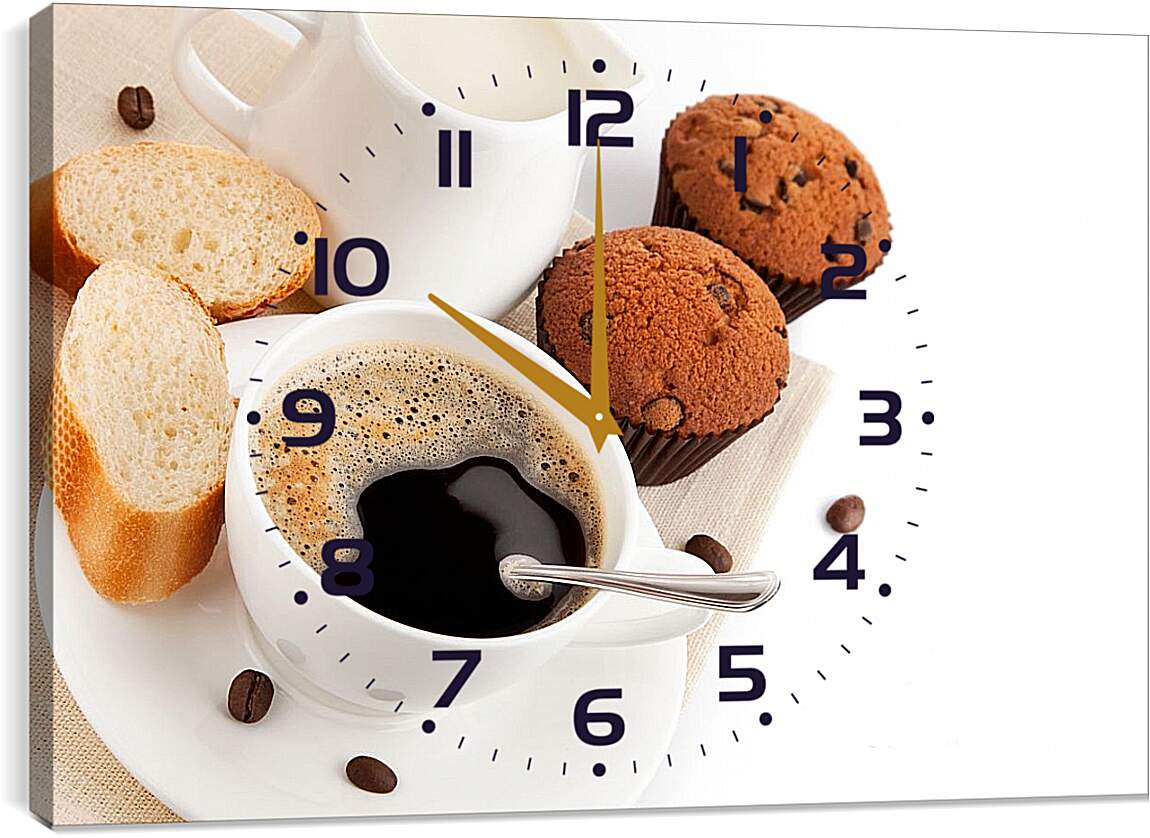 Часы картина - Кофе и кекс