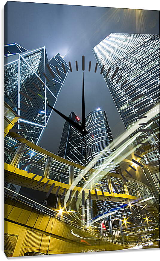 Часы картина - Гонконг ночью