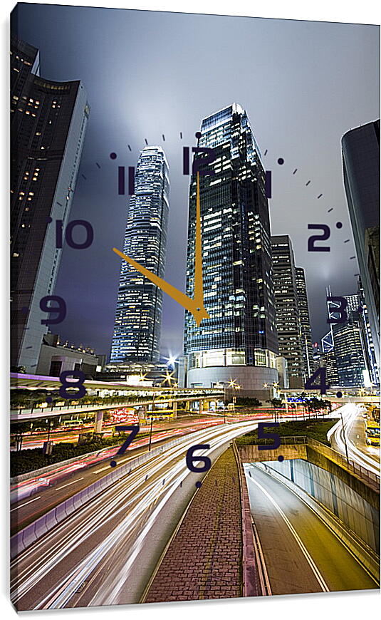 Часы картина - Гонконг. Небоскребы.