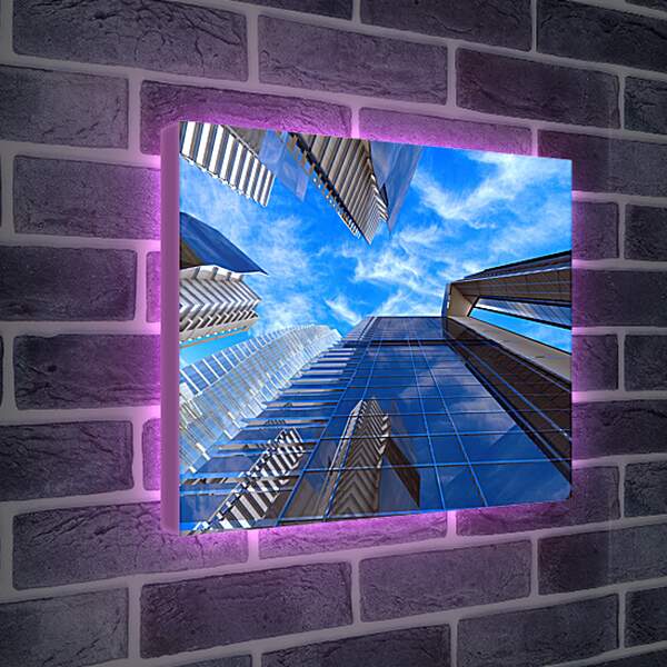 Лайтбокс световая панель - Облака сквозь небоскребы

