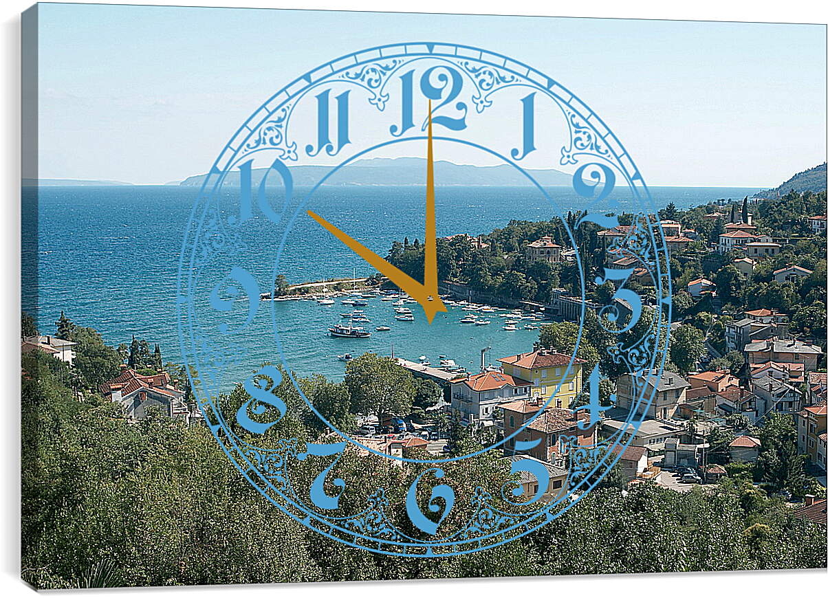 Часы картина - Город на берегу
