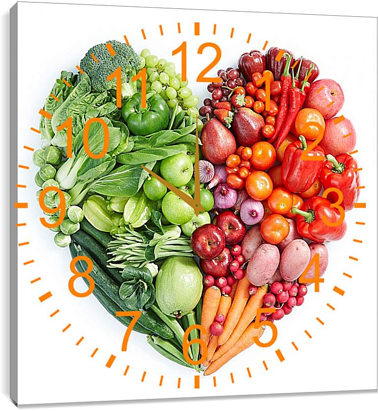 Часы картина - Сердце из овощей