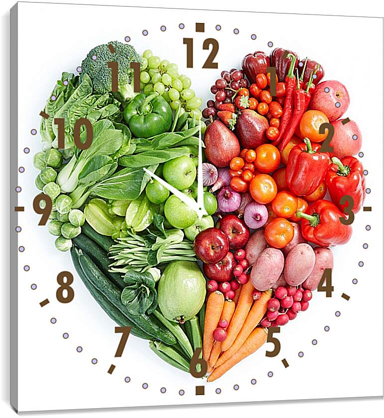 Часы картина - Сердце из овощей