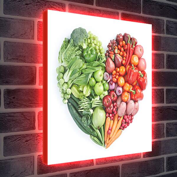 Лайтбокс световая панель - Сердце из овощей