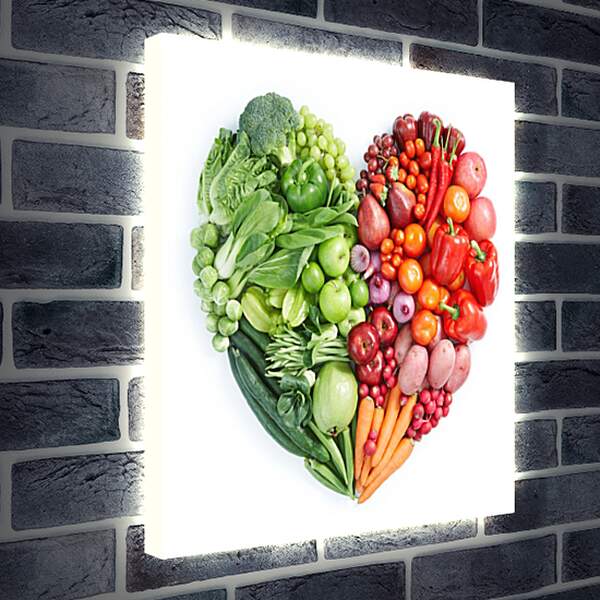 Лайтбокс световая панель - Сердце из овощей