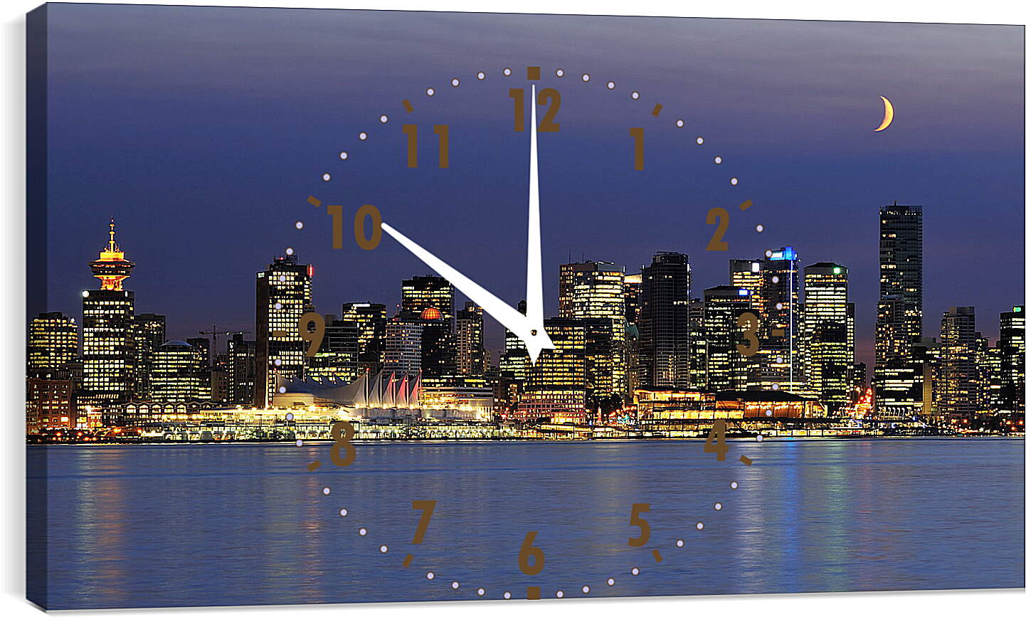 Часы картина - Месяц над Ванкувером
