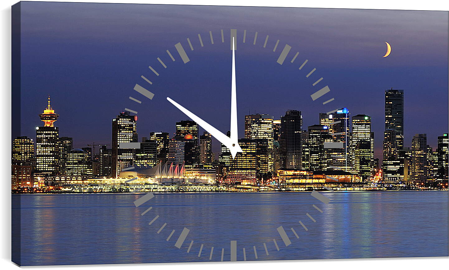 Часы картина - Месяц над Ванкувером
