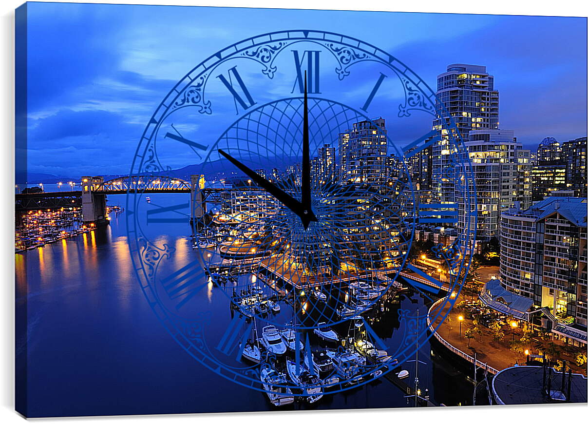 Часы картина - Стоянка яхт, Ванкувер
