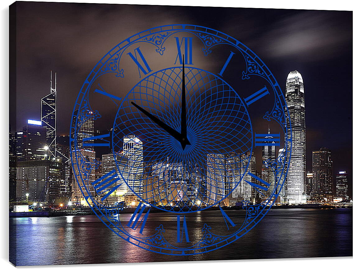 Часы картина - Гонконг ночью
