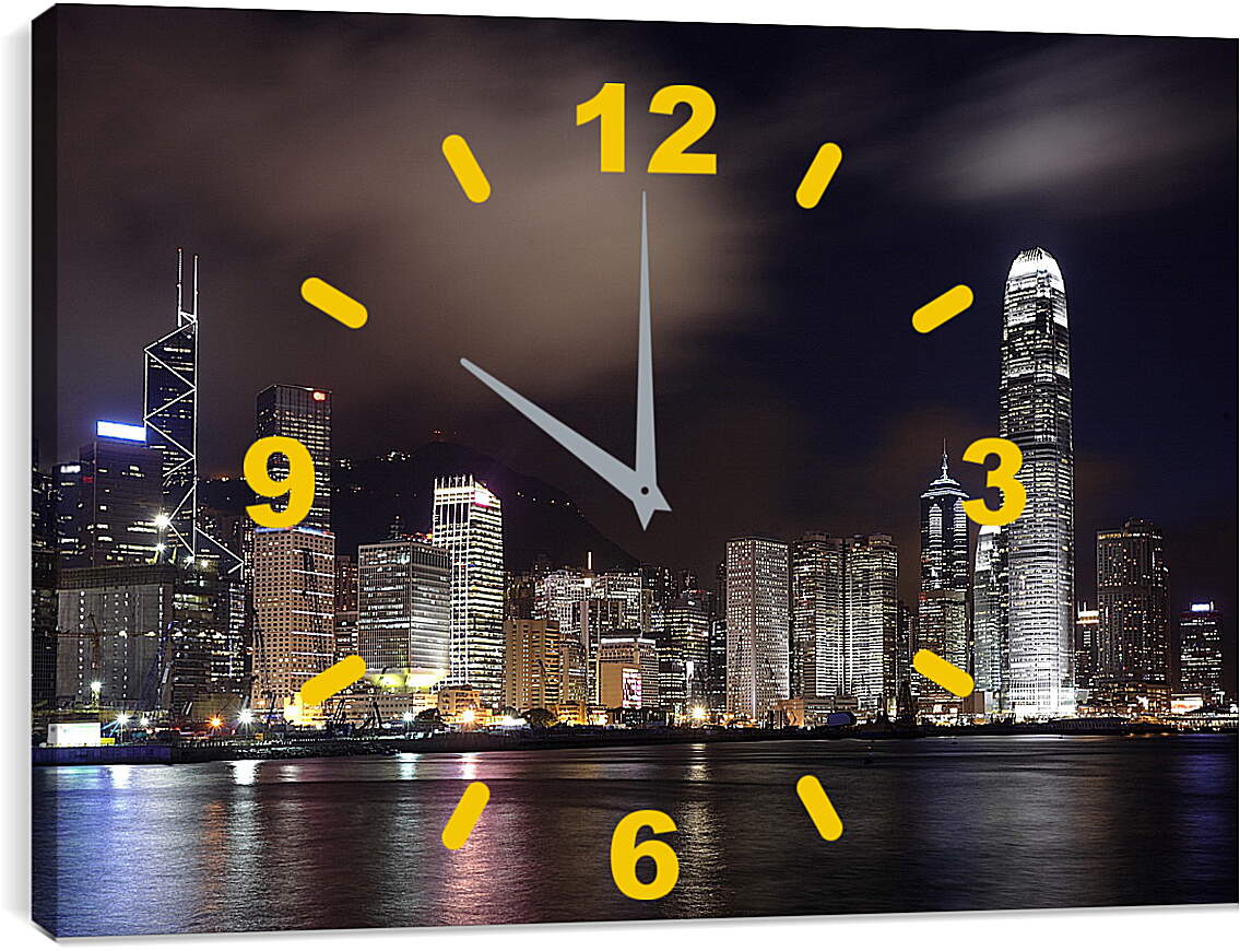 Часы картина - Гонконг ночью
