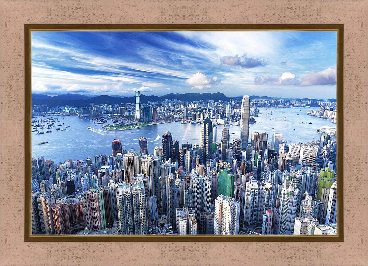 Картина в раме - Гонконг с высоты птичьего полета