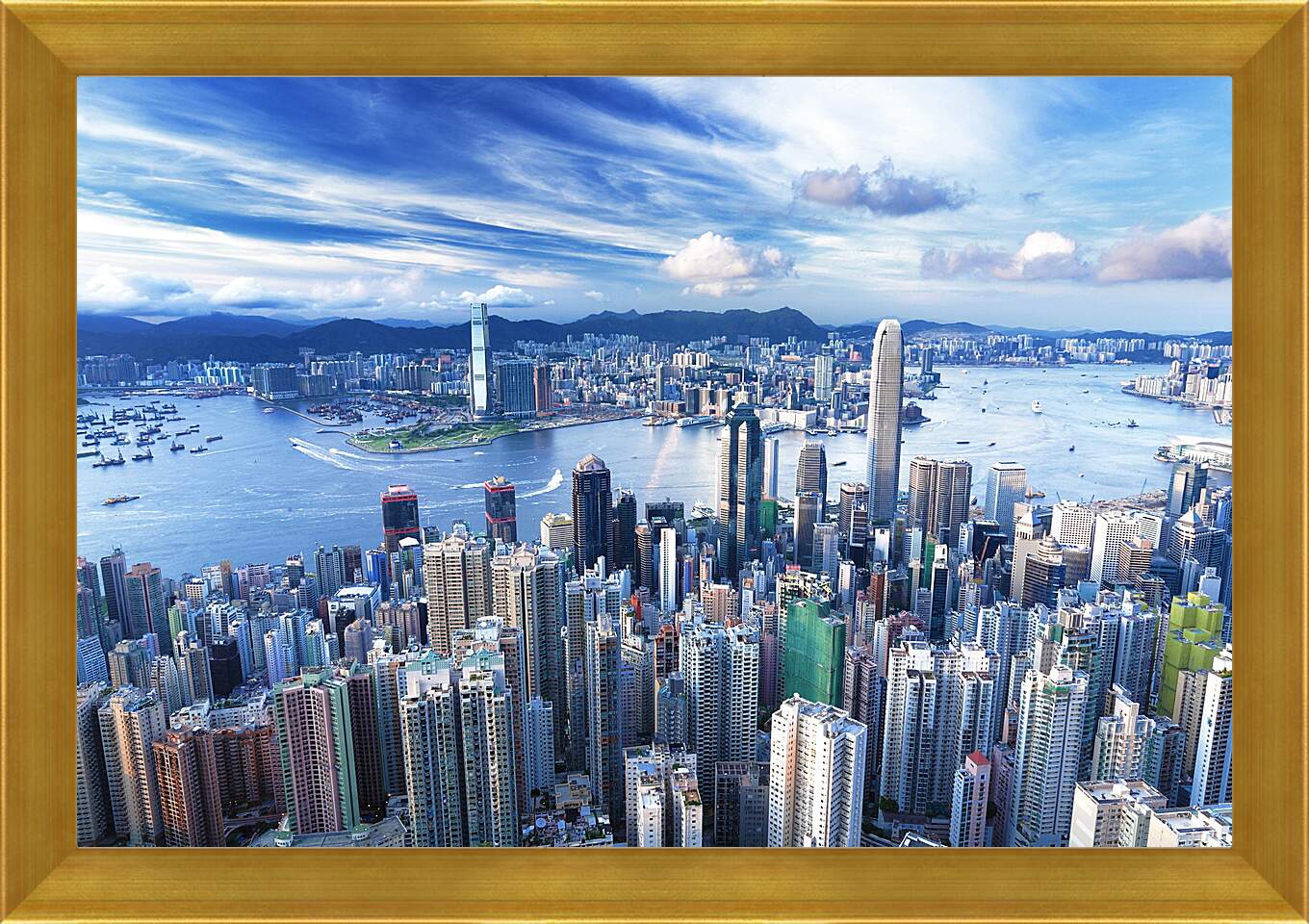 Картина в раме - Гонконг с высоты птичьего полета
