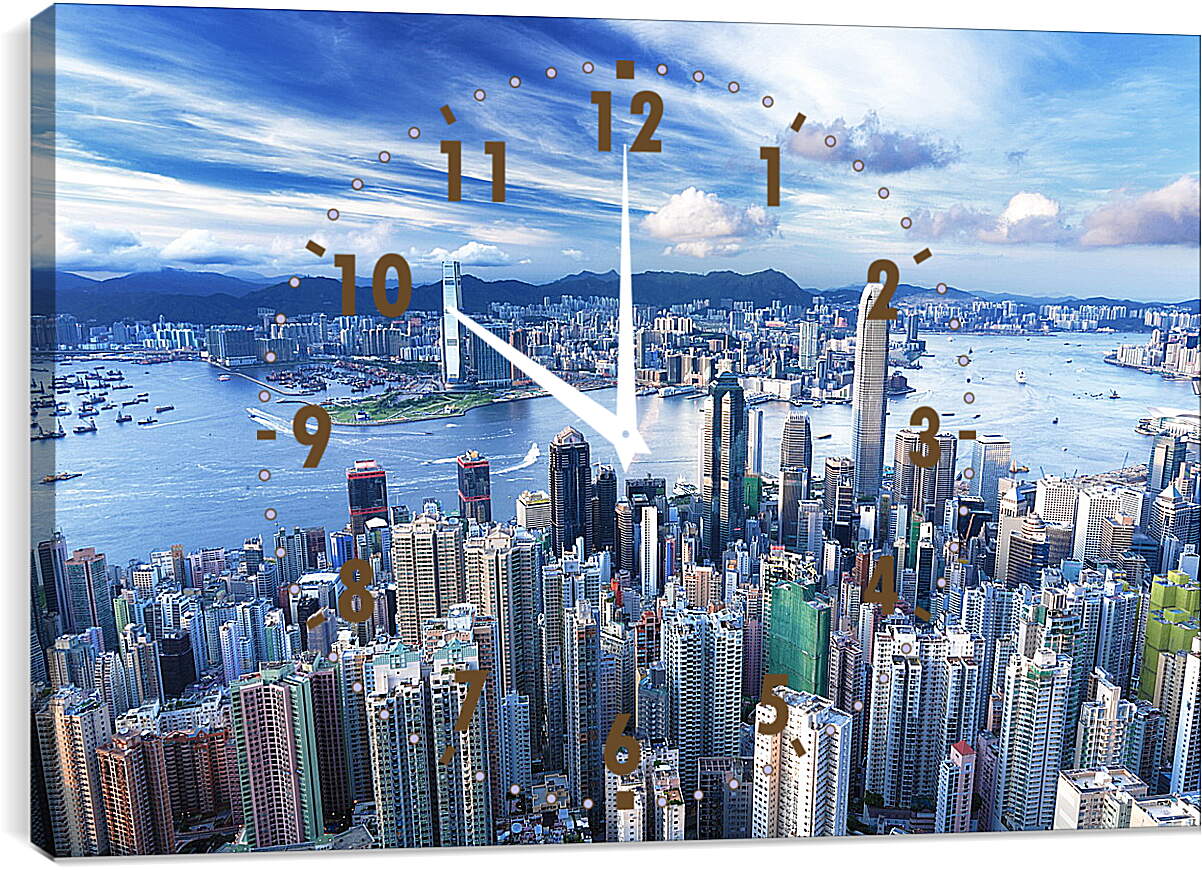 Часы картина - Гонконг с высоты птичьего полета