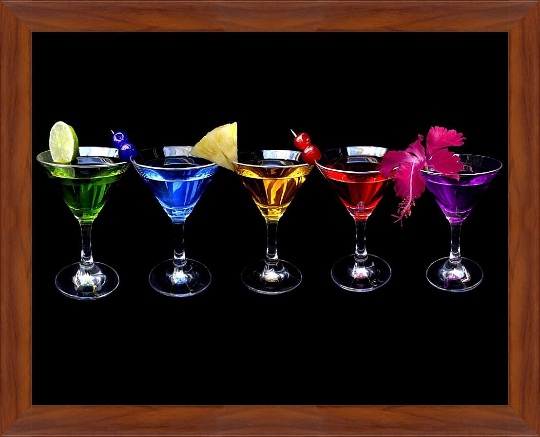 Картина в раме - Разноцветные напитки
