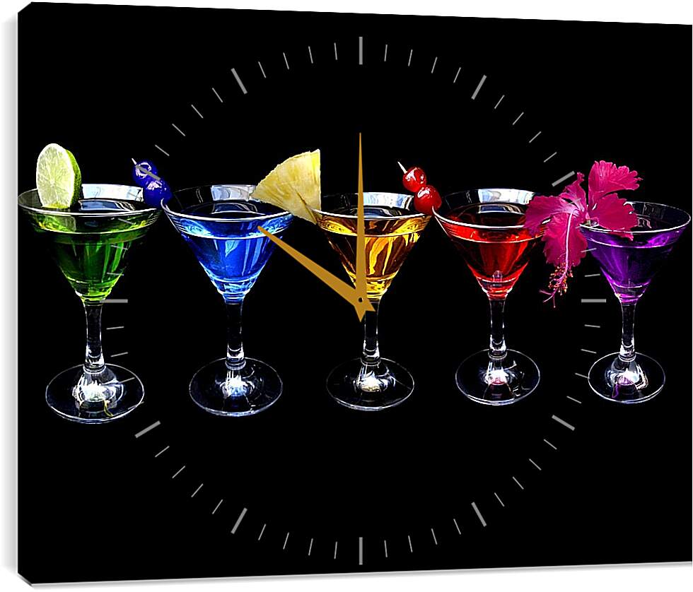 Часы картина - Разноцветные напитки