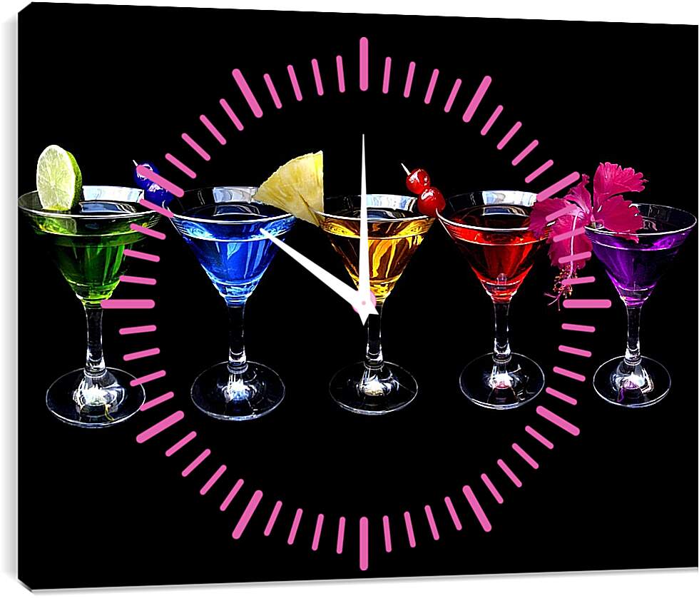 Часы картина - Разноцветные напитки