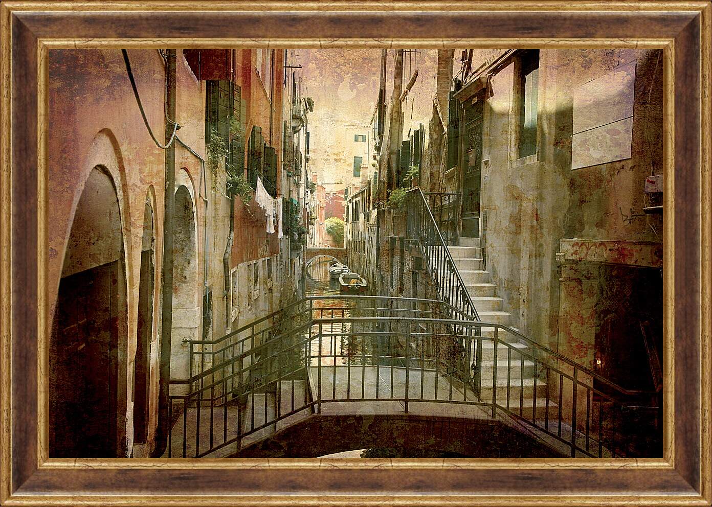Картина в раме - Италия. Венеция в стиле гранж.