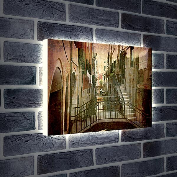 Лайтбокс световая панель - Италия. Венеция в стиле гранж.