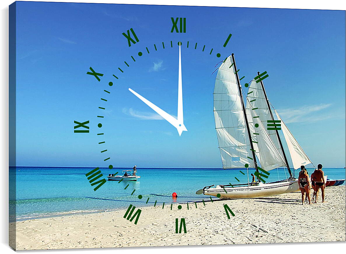 Часы картина - Парусные лодки Куба
