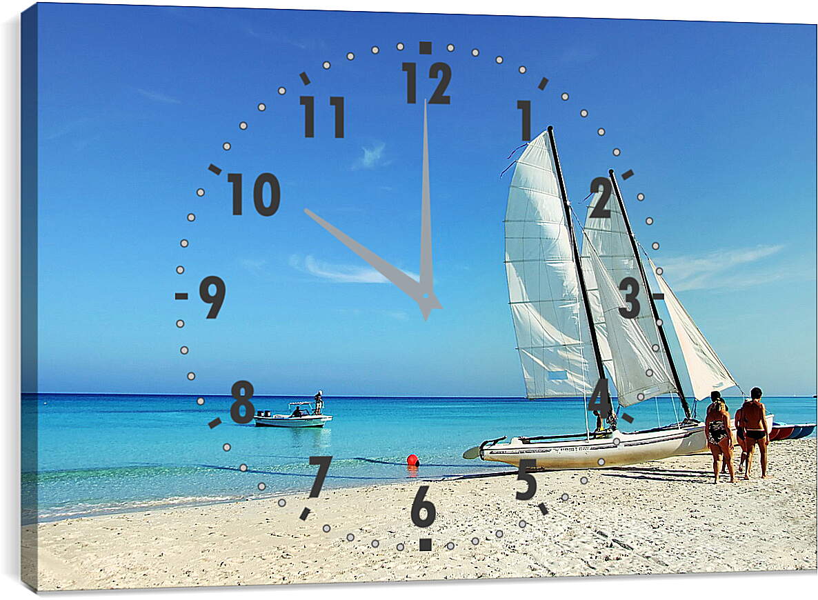 Часы картина - Парусные лодки Куба
