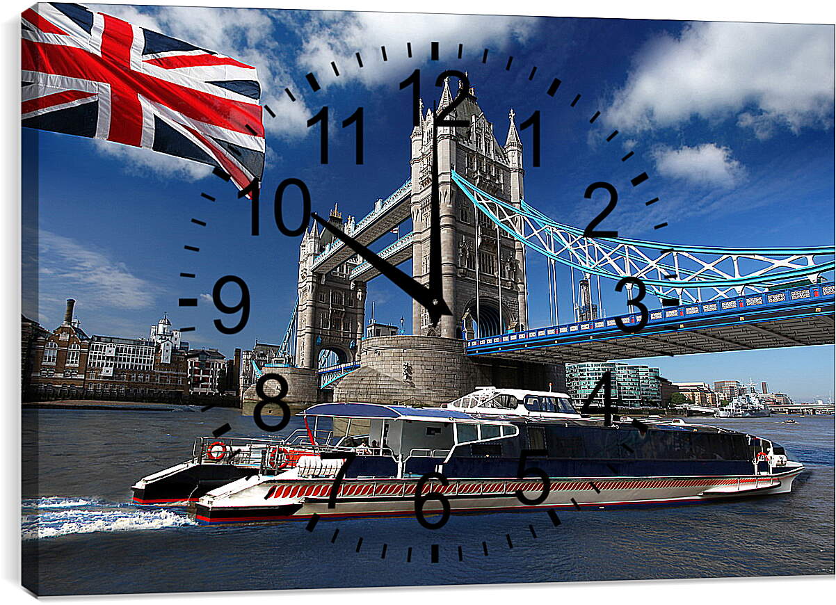 Часы картина - Лондон. Флаг Британии.