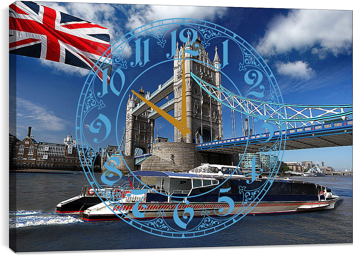 Часы картина - Лондон. Флаг Британии.