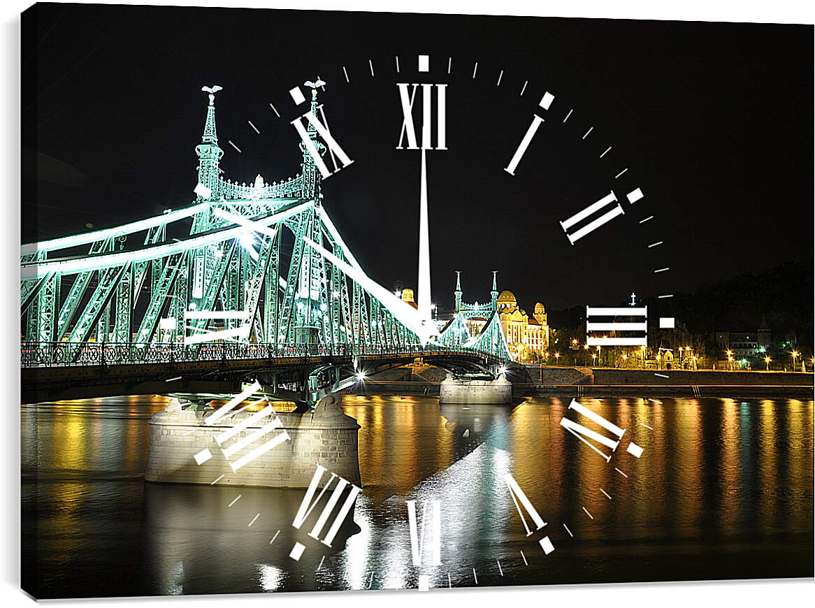 Часы картина - Ночь, мост, Будапешт