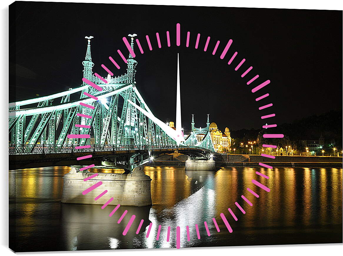 Часы картина - Ночь, мост, Будапешт