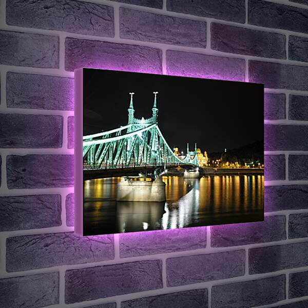 Лайтбокс световая панель - Ночь, мост, Будапешт