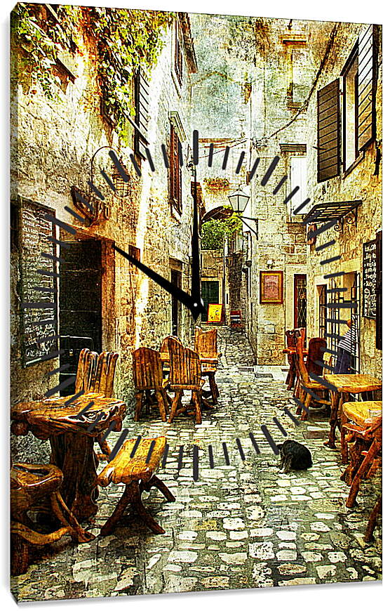 Часы картина - Старые улицы Греции