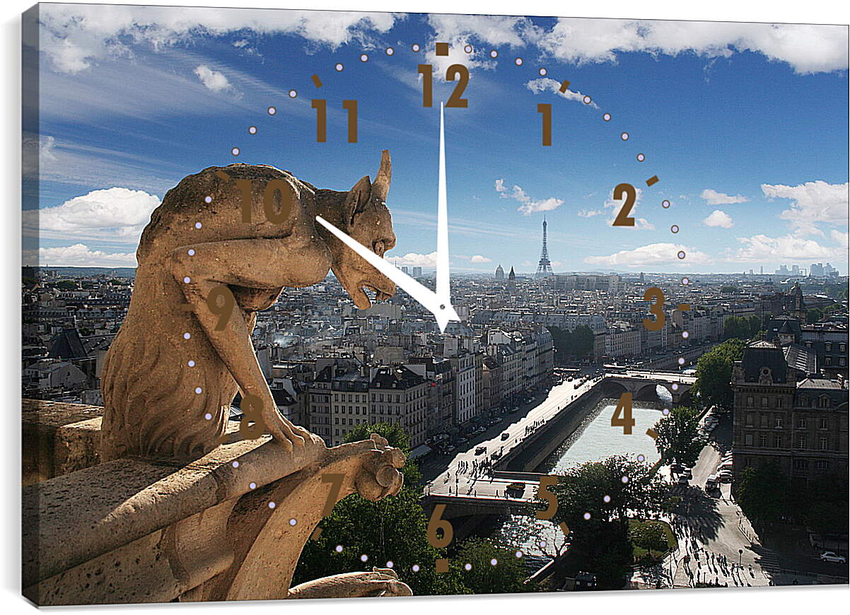 Часы картина - Гаргулья Париж

