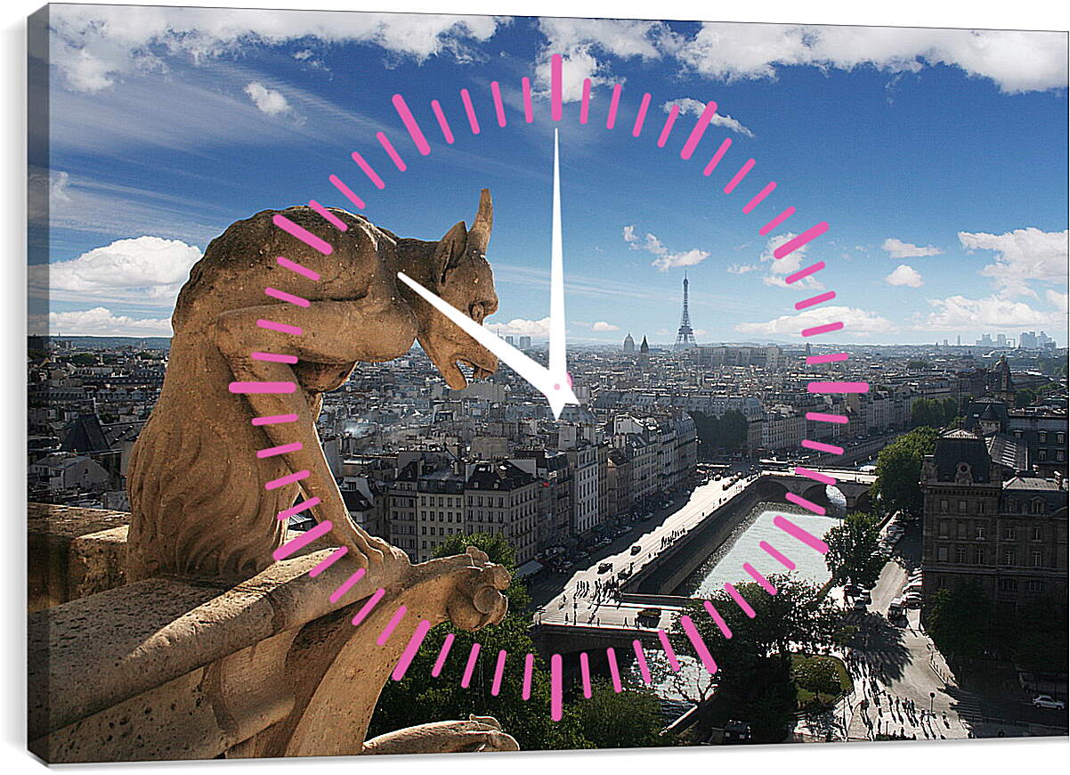 Часы картина - Гаргулья Париж
