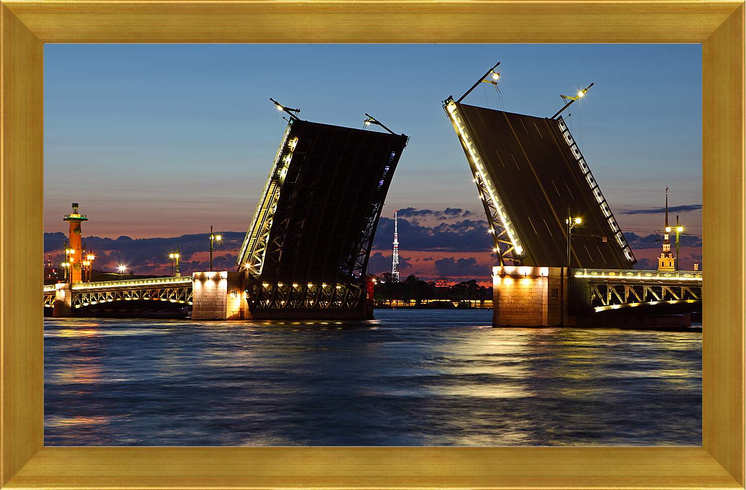 Картина в раме - Разводной мост. Санкт-Петербург.