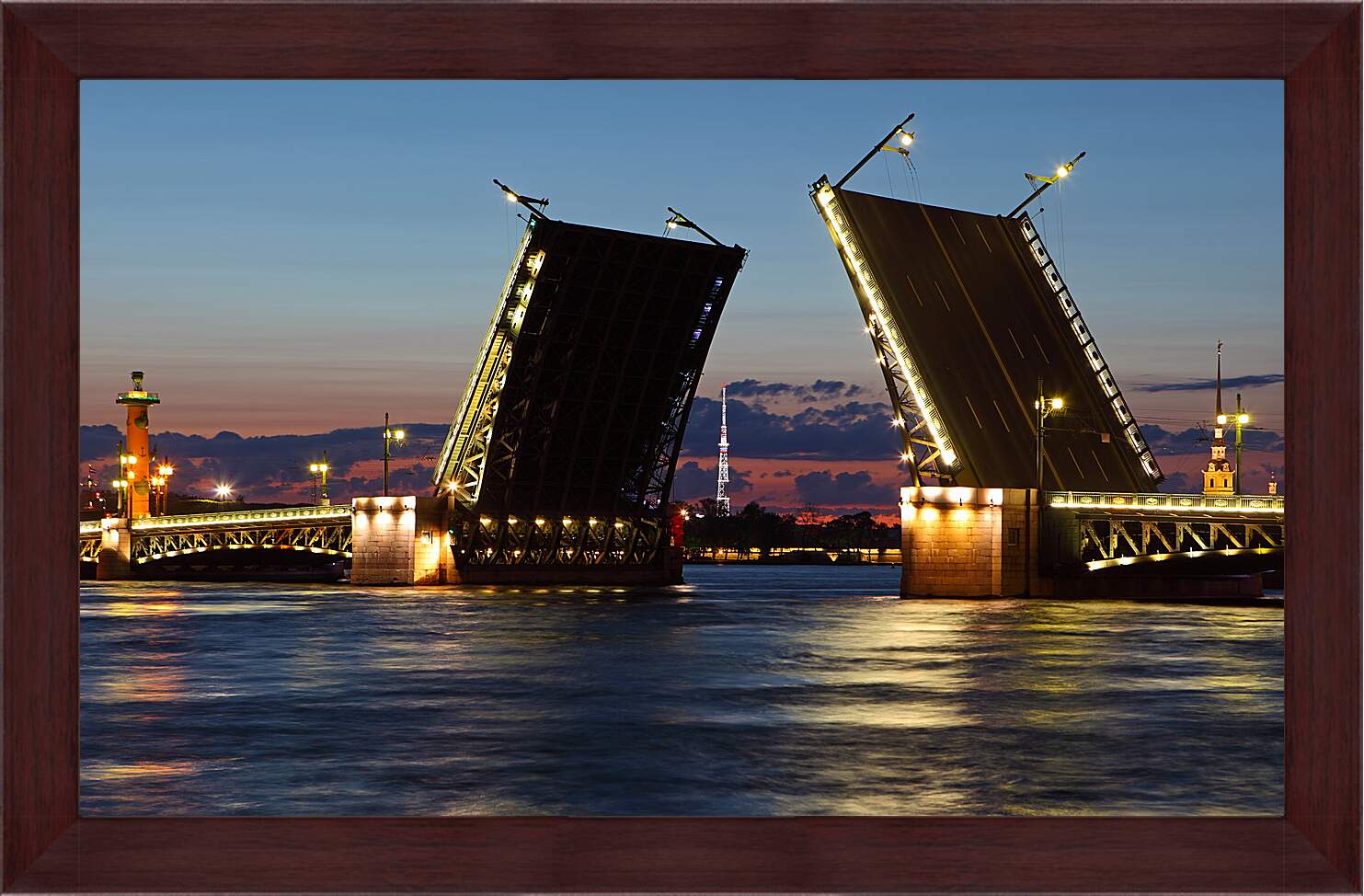 Картина в раме - Разводной мост. Санкт-Петербург.
