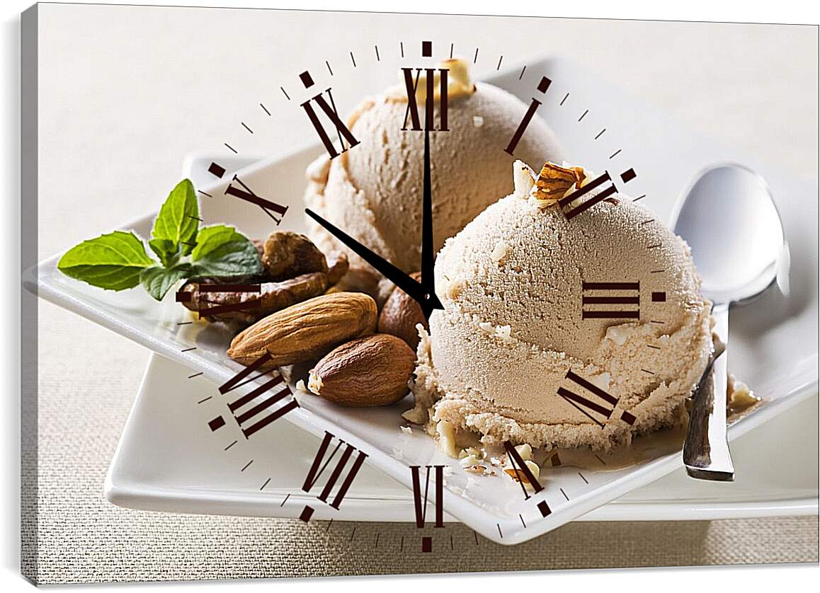 Часы картина - Мороженое с орехами
