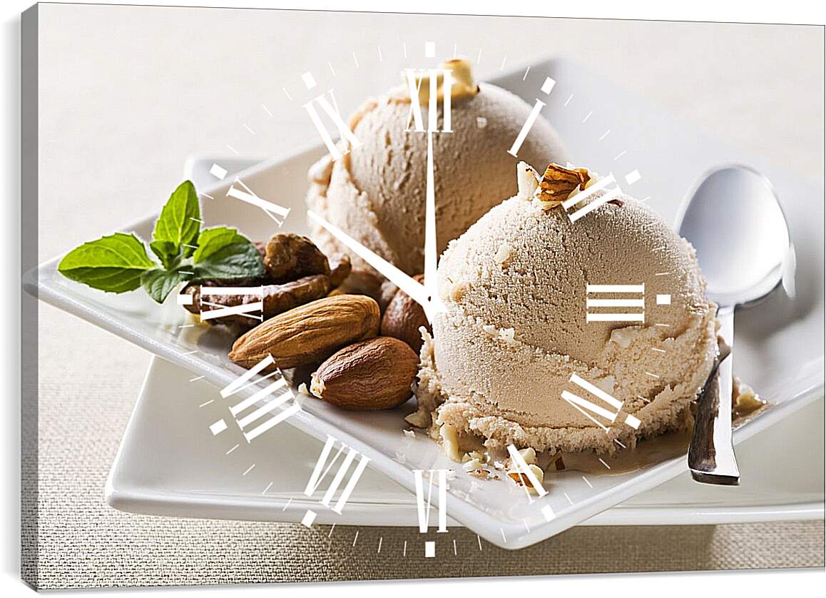 Часы картина - Мороженое с орехами