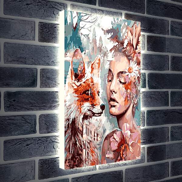 Лайтбокс световая панель - Девушка и лиса