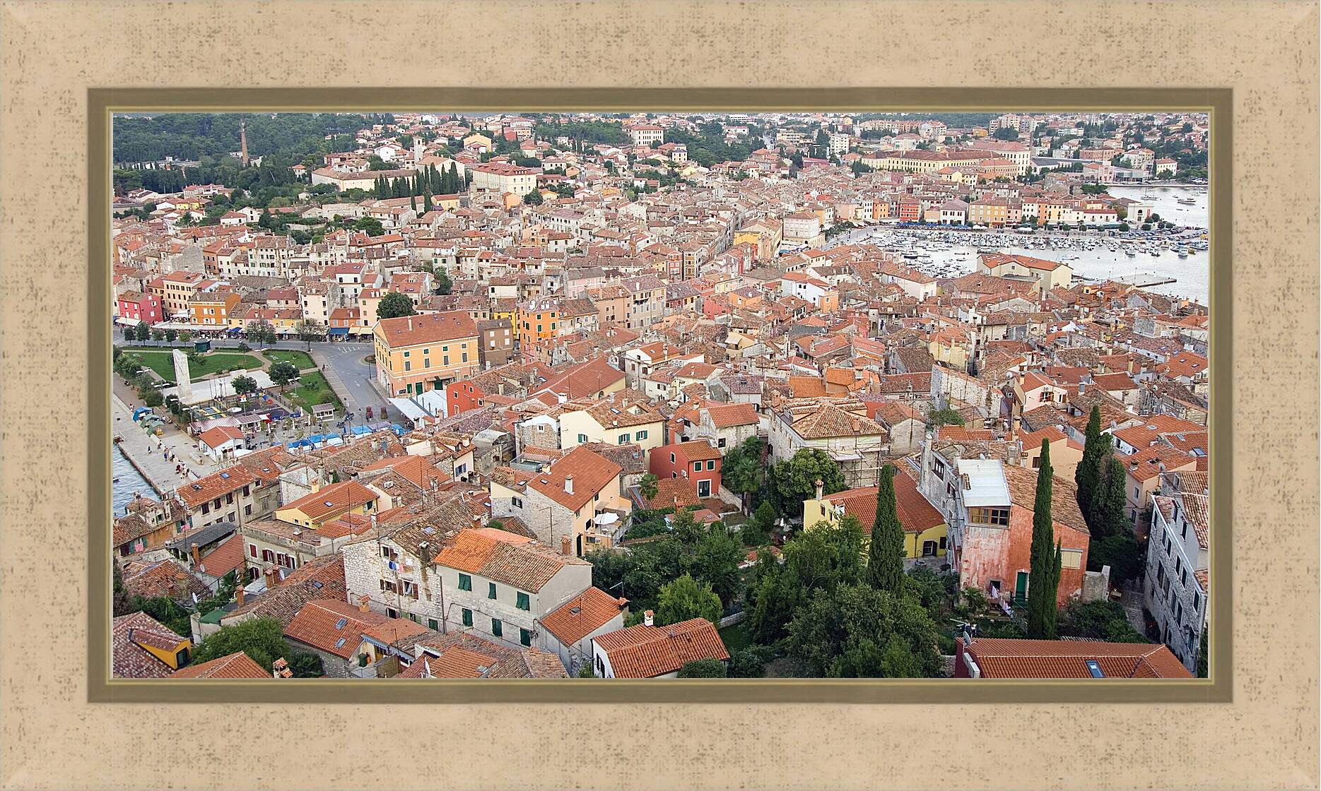 Картина в раме - Крыши, город Ровинь, Хорватия
