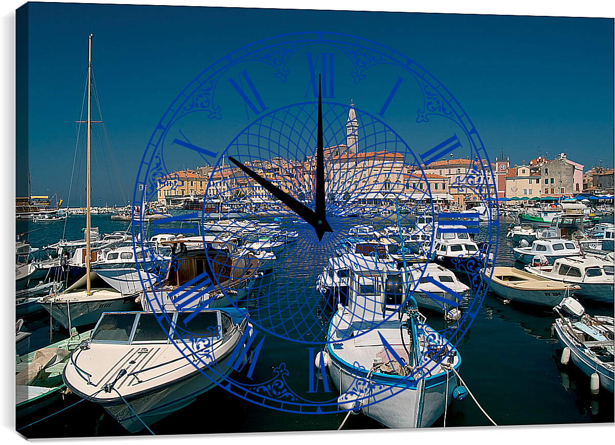Часы картина - Лодки Хорватия Ровинь
