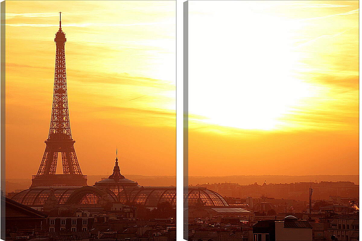 Модульная картина - Париж в лучах заката
