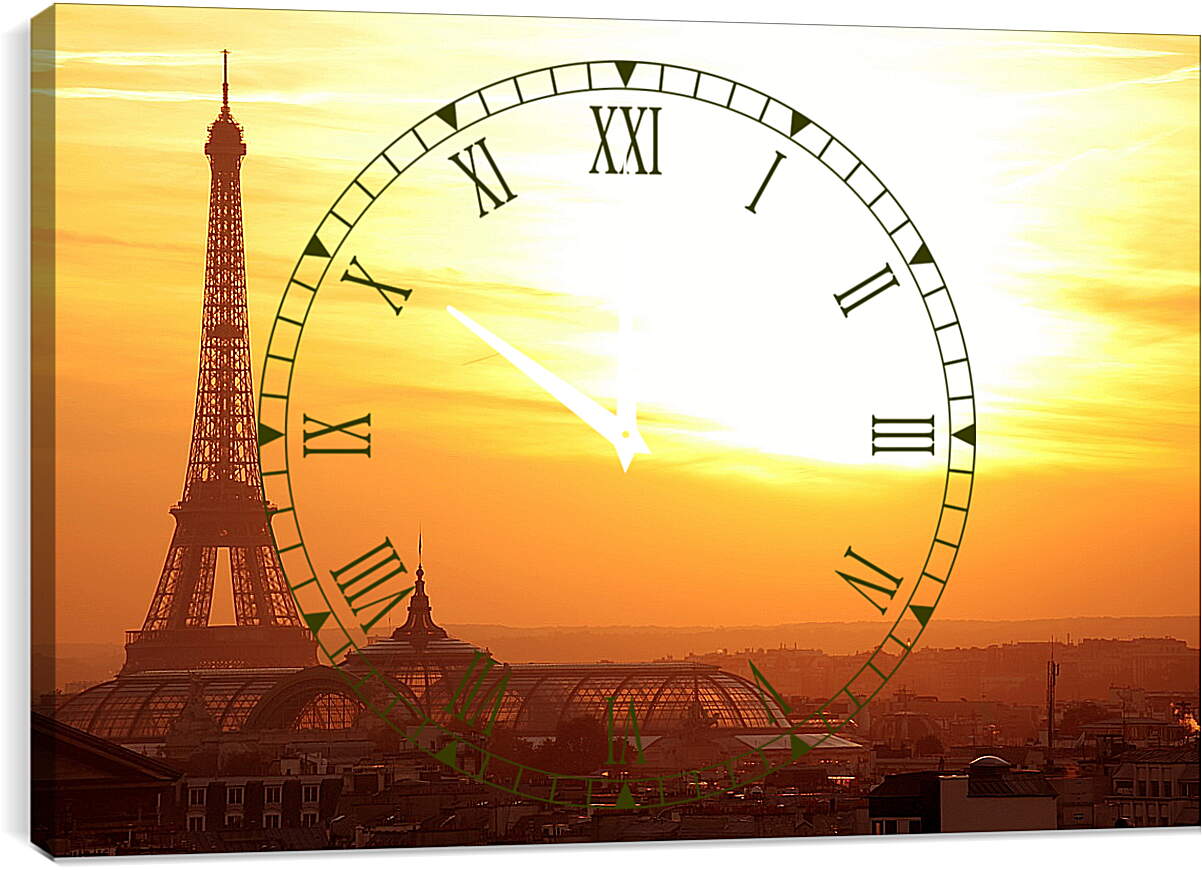 Часы картина - Париж в лучах заката
