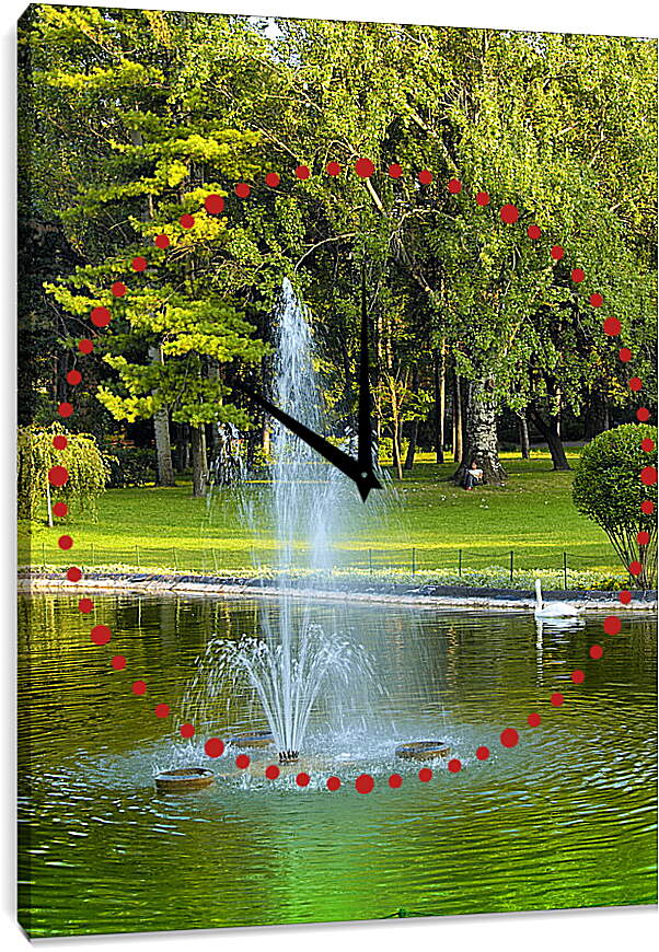 Часы картина - Фантан в парке
