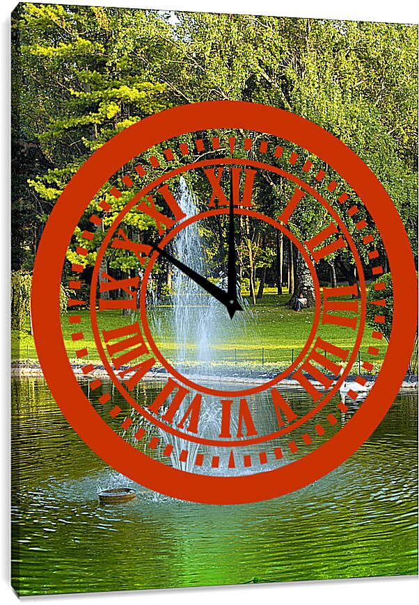 Часы картина - Фантан в парке

