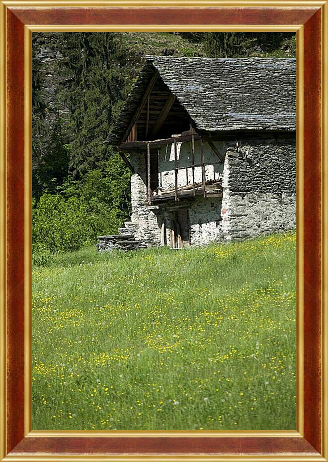 Картина в раме - Домик в горах
