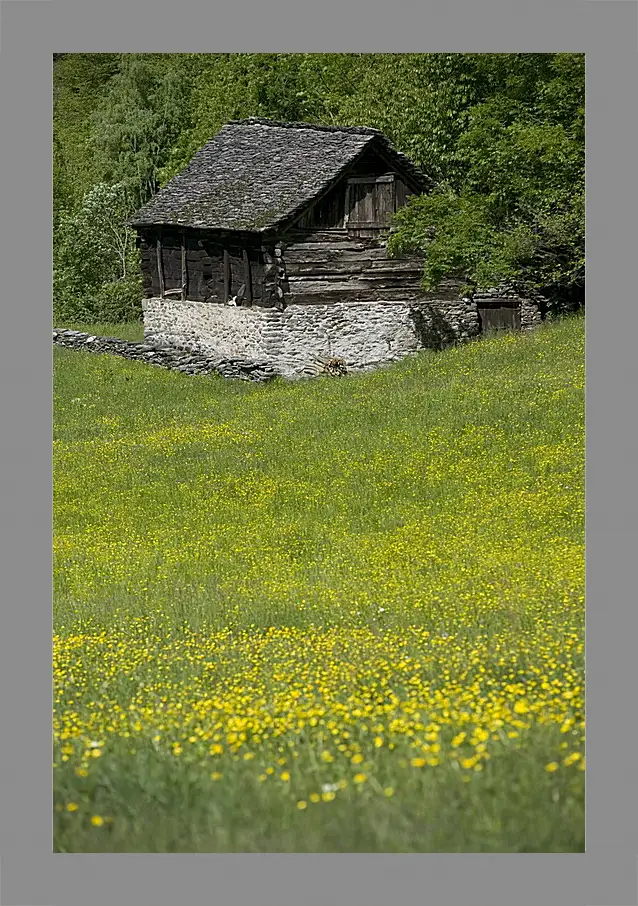 Картина в раме - Домик в горах
