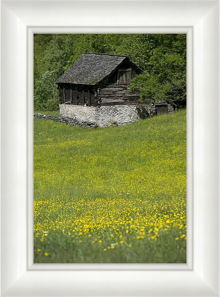 Картина в раме - Домик в горах
