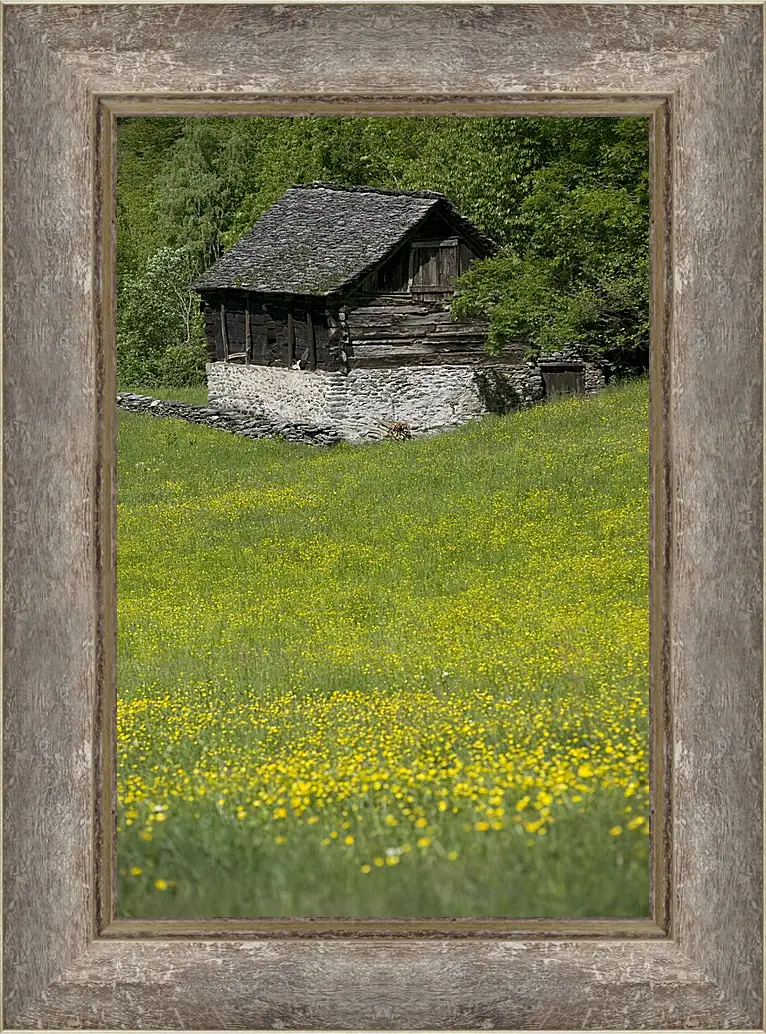 Картина в раме - Домик в горах
