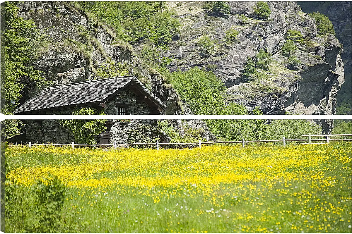 Модульная картина - Домик в горах
